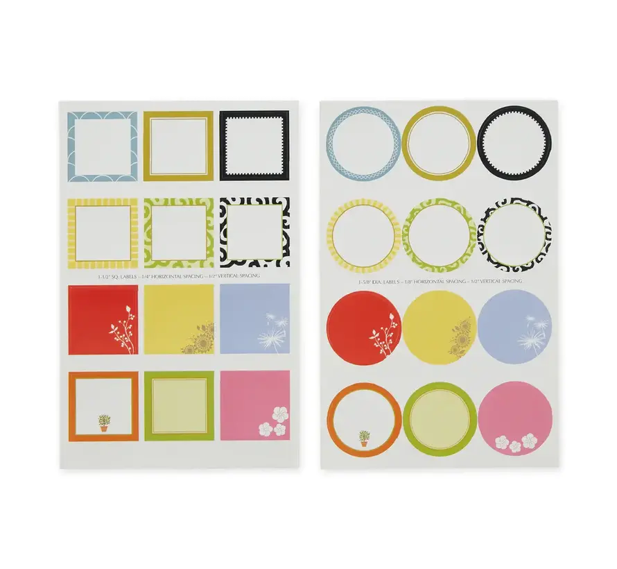 Gift Labels, 48 Adhesive, Round & Square Assortment