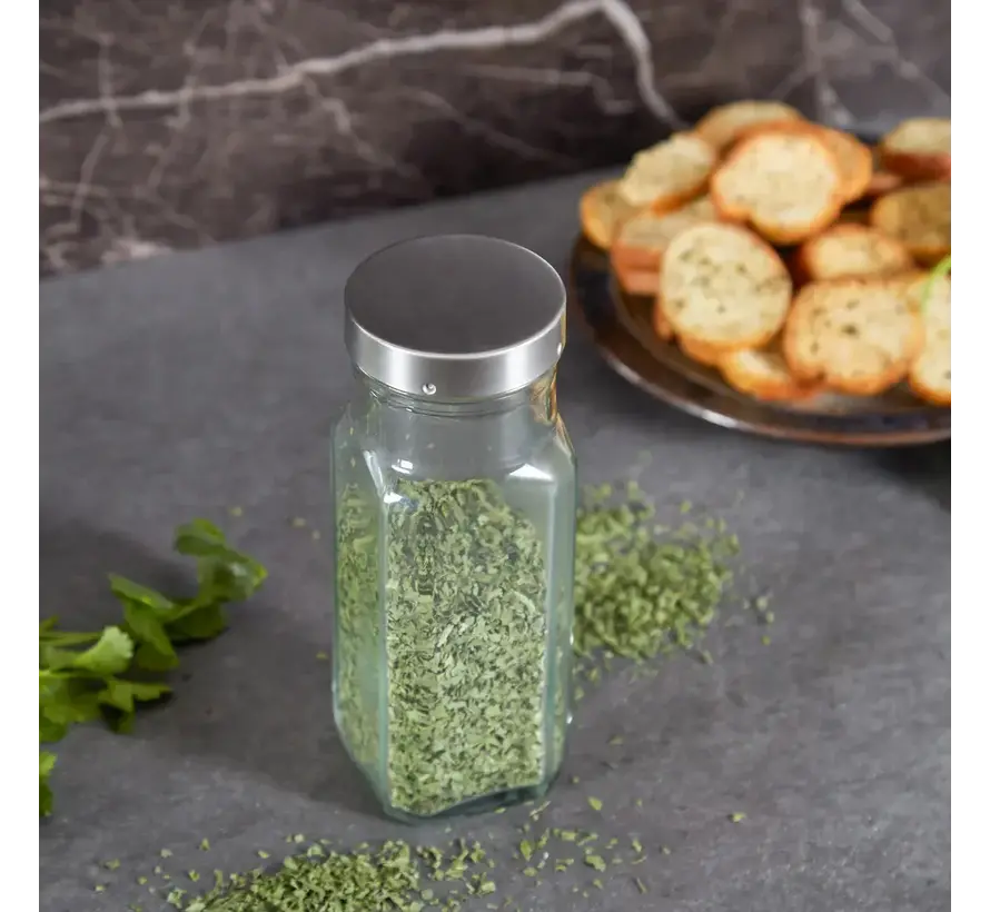 Large Square Glass Spice Bottles – Clear