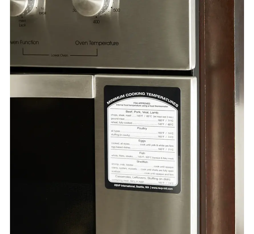 Cooking Temperature Removeable Reference Label
