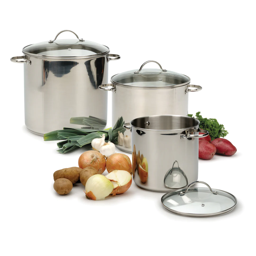 16 qt, 11-1/2 Diameter Stock Pot with Lid, Stainless Steel, Encapsulated  Base, Dishwasher Safe