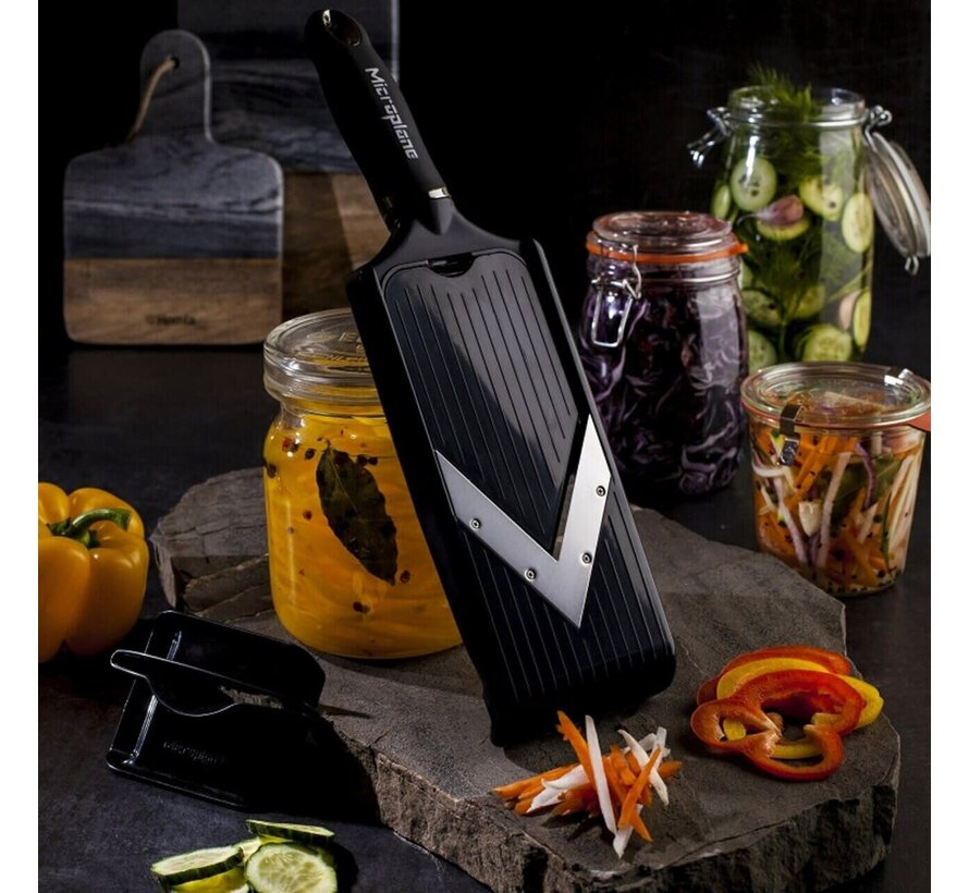 Adjustable V-Slicer With Julienne Blade - Black