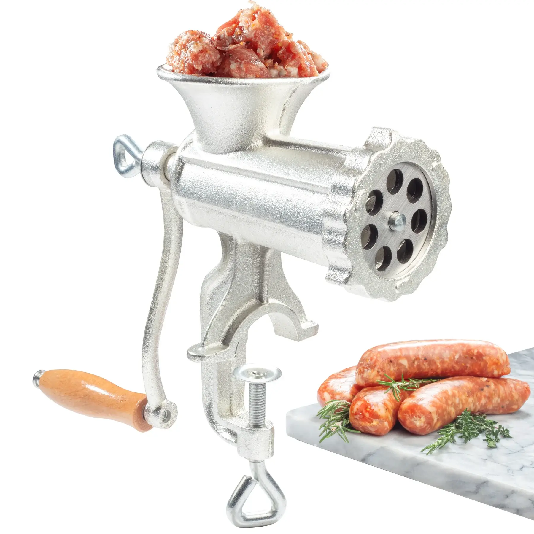 Manual Meat Grinder, Heavy Duty Meat Mincer Sausage Stuffer, 3-in-1 Hand  Grinder with Stainless Steel Blades for Meat, Sausage, Cookies, Easy To  Clean 