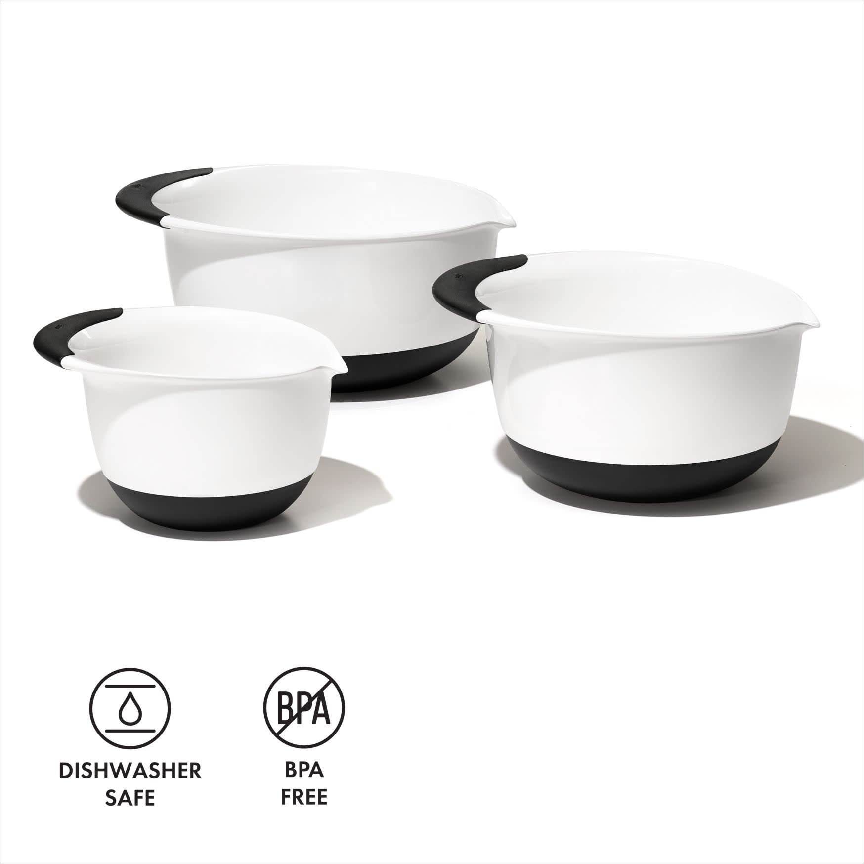 OXO Good Grips Mixing Bowl Set - White/Colored Grip, 3 Pc. - Spoons N Spice