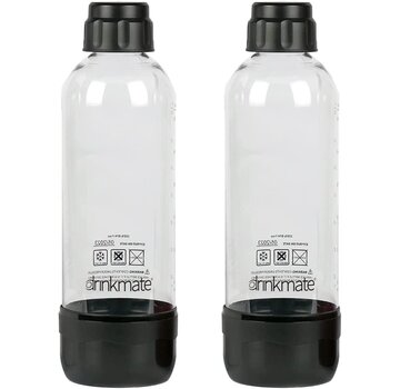 DrinkMate OmniFizz 1L Carbonation Bottles W/Cap, 2 Black