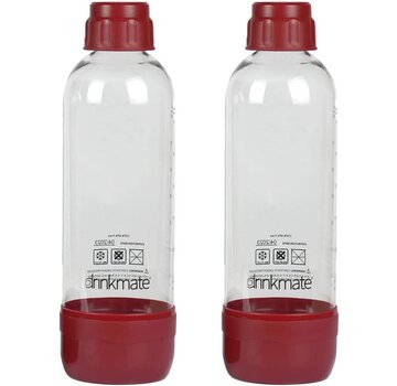 DrinkMate OmniFizz 1L Carbonation Bottles W/Cap, 2 Red