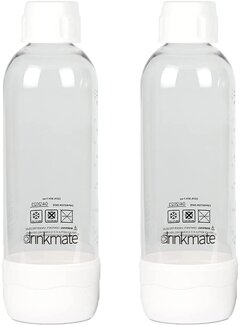 DrinkMate OmniFizz 1L Carbonation Bottles W/Cap, 2 White