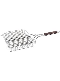 Outset Chrome Grill Basket with Rosewood Handle