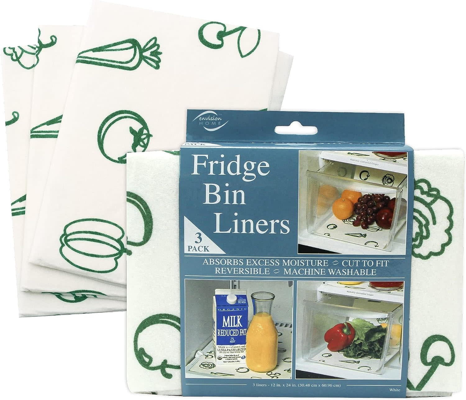 Envision Fridge Bin Liners, 3 Pack Spoons N Spice