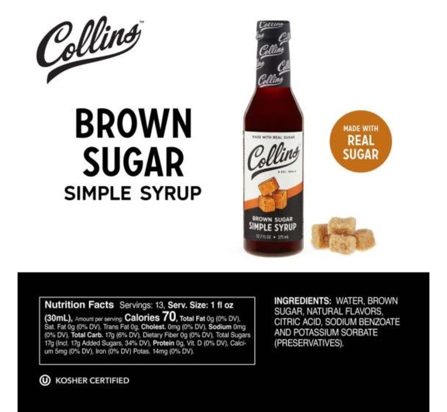 Collins Brown Sugar Simple Syrup, 12.7 Oz.