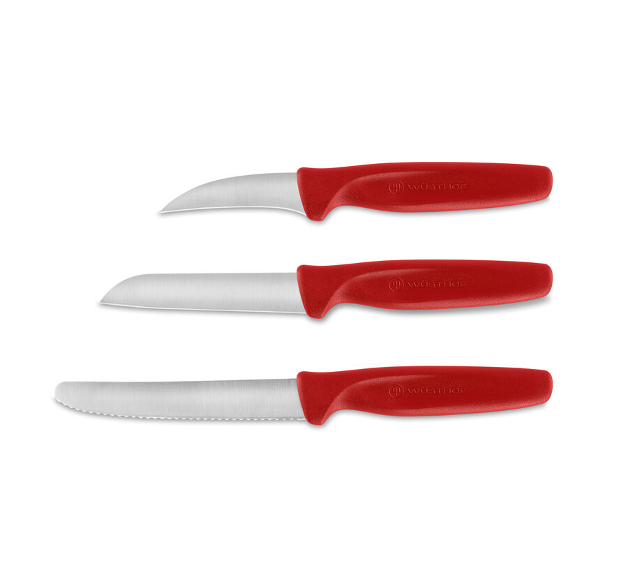 3 Pc. Paring Knife Set, Red