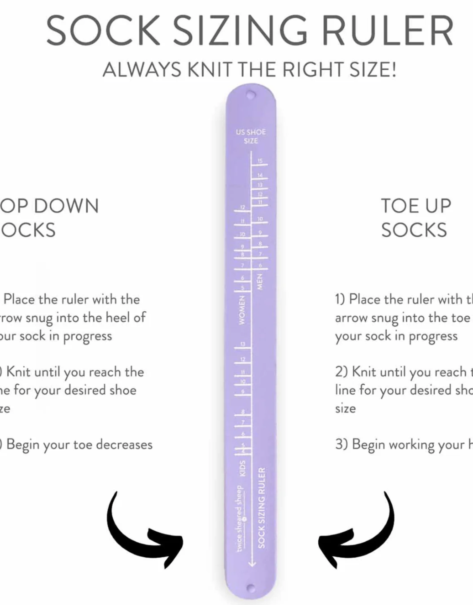 Twice Sheered Sheep Twice Sheered Sheep Sock Ruler - Lavender