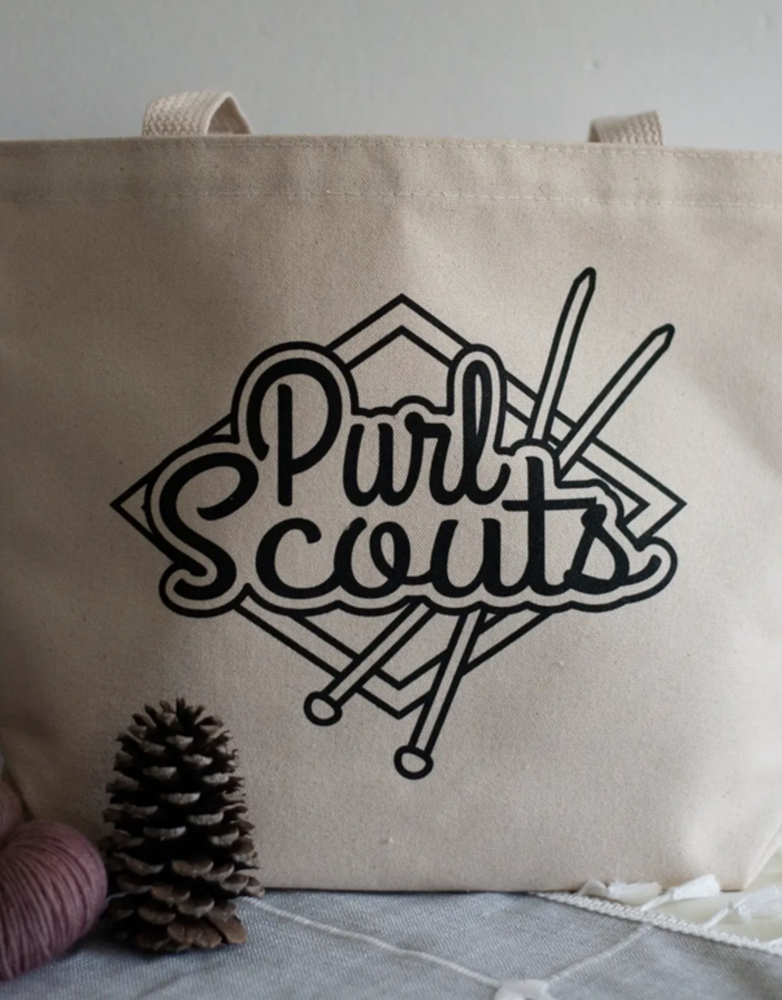 Camp Stitchwood Purl Scouts Knitting Tote Bag