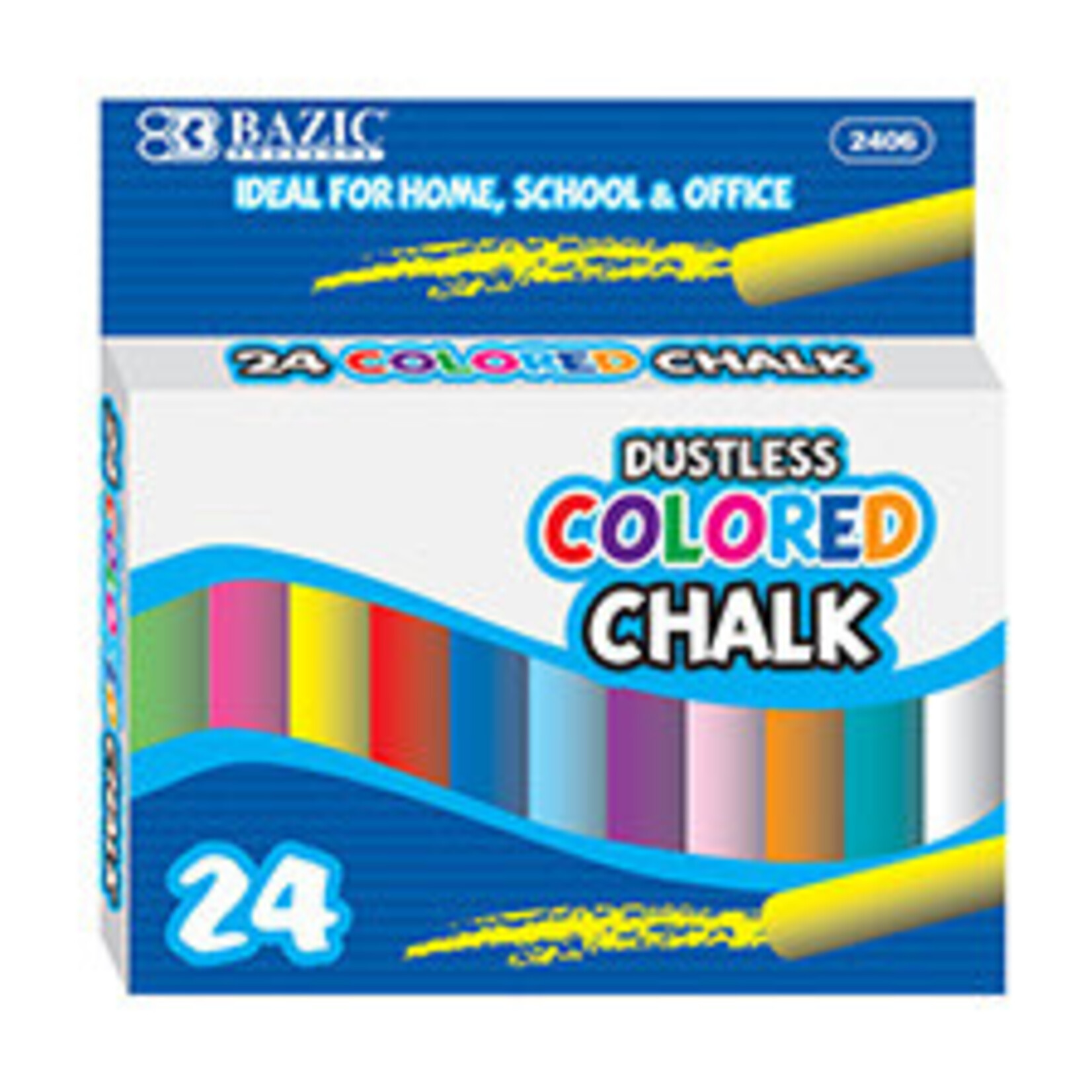 BAZIC BAZIC Dustless Assorted Color Chalk (24/Box) [2406]