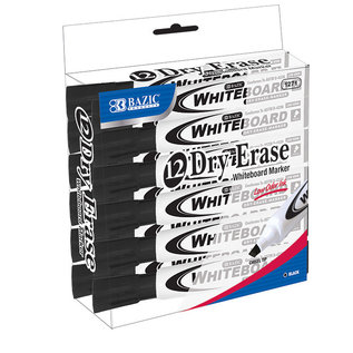 BAZIC BAZIC Black Chisel Tip Dry-Erase Markers (12/Box)