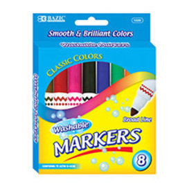 BAZIC BAZIC 8 Colors Broad Line Jumbo Washable Markers