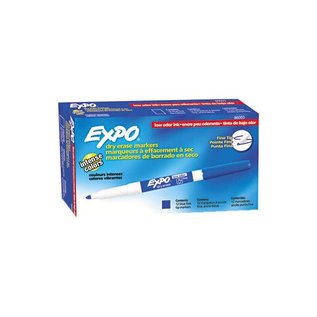 EXPO EXPO Low-Odor Dry-Erase Marker, Fine Bullet Tip, Blue, Dozen