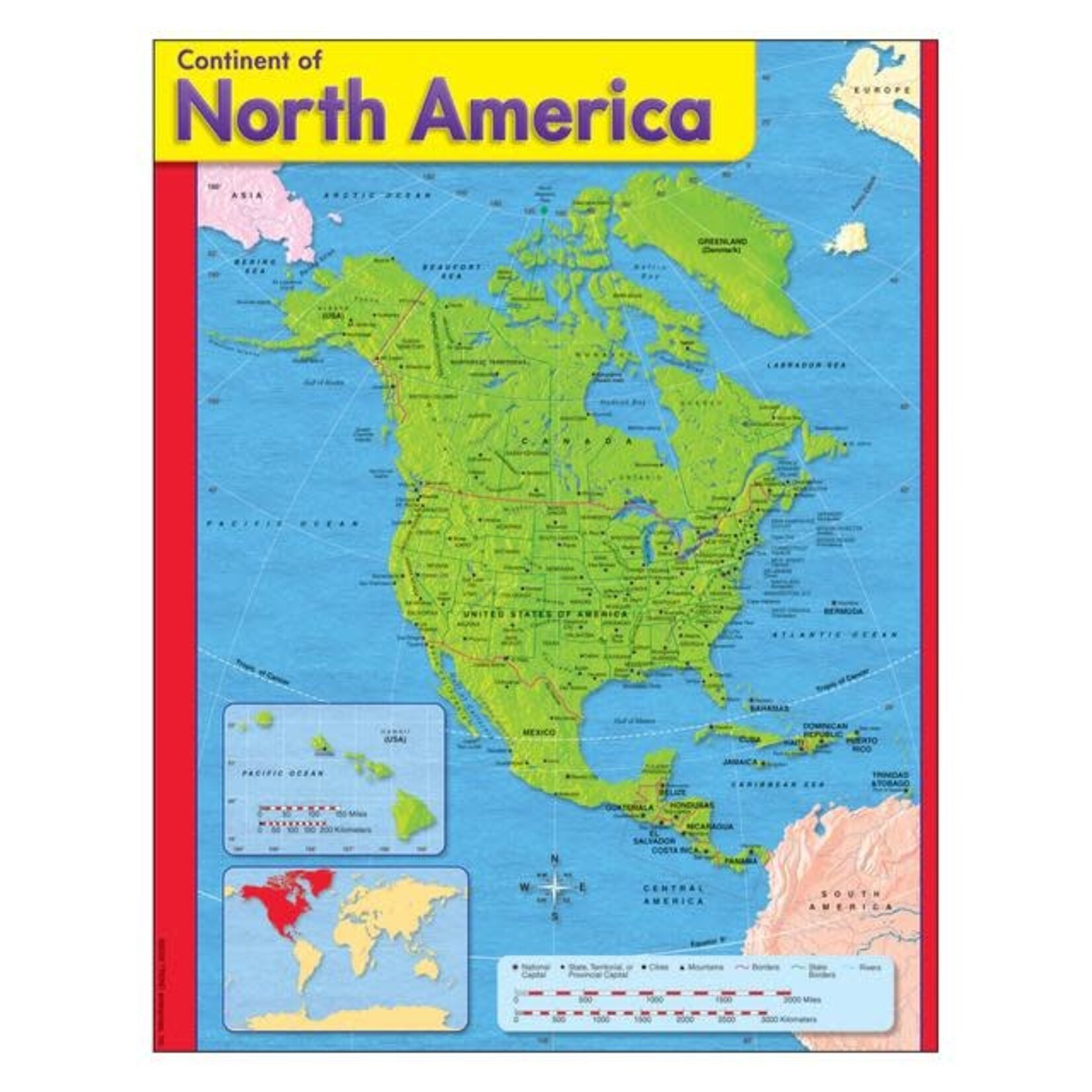 Trend Enterprises Continent of North America Learning Chart 17x22 [T38143]