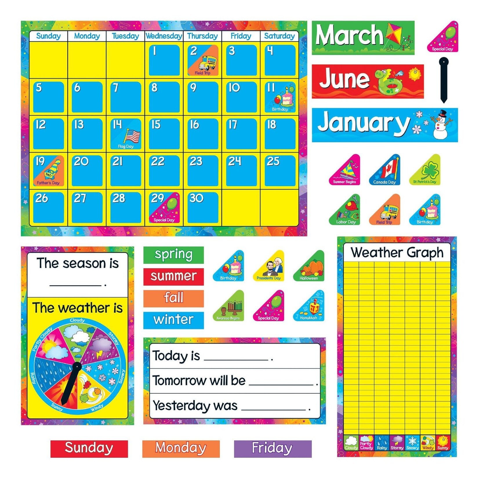 Trend Enterprises Year Around Calendar Bulletin Board Set [T8096]