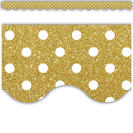 Teacher Created Resources Gold Shimmer Polka Dot Scalloped Border