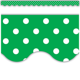 Teacher Created Resources Green Polka Dots Scalloped Border Trim