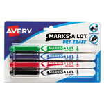 AVERY Avery MARK A LOT Pen-Style Dry Erase Markers, Bullet Tip, Assorted, 4/Set [AVE24459]
