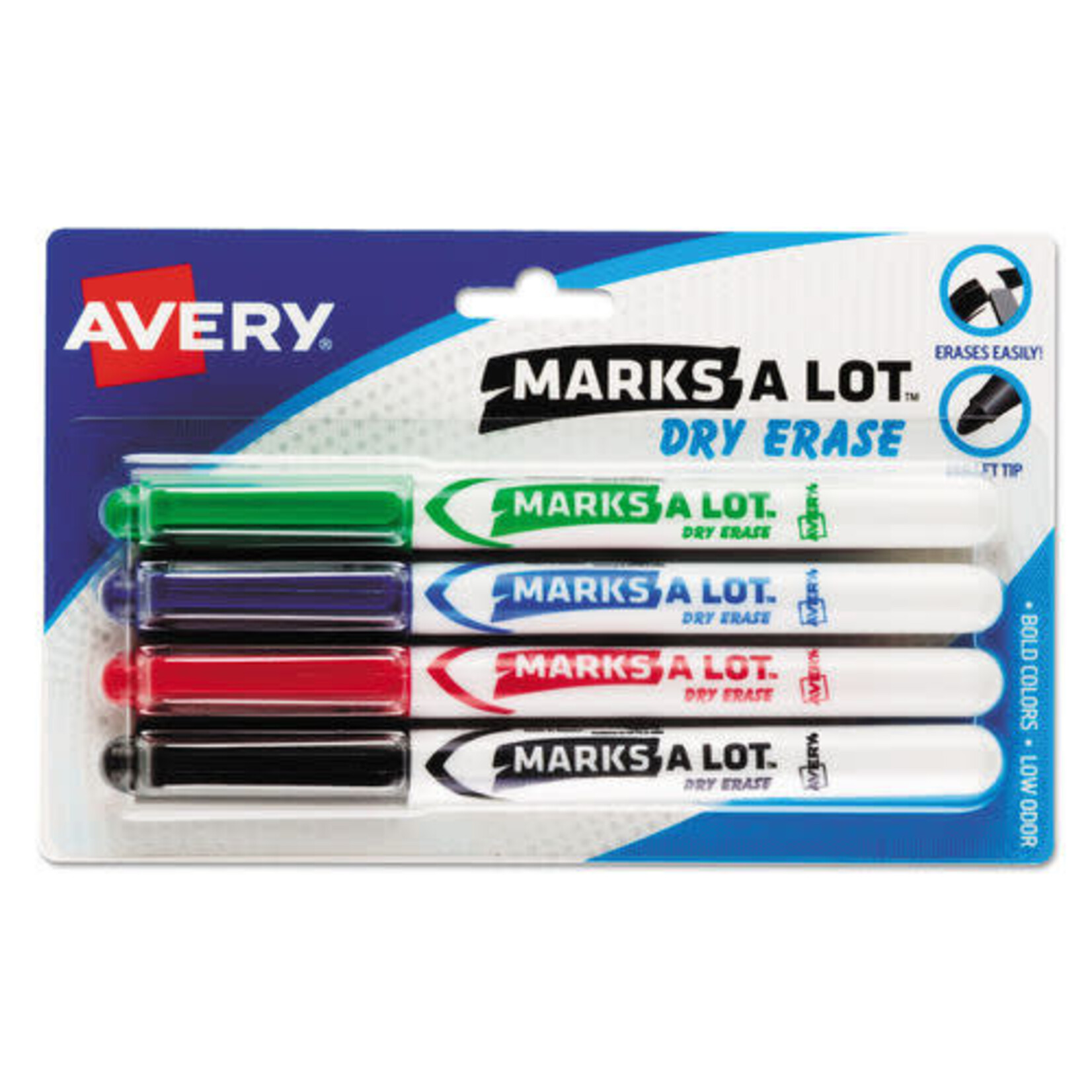 AVERY Avery MARK A LOT Pen-Style Dry Erase Markers, Bullet Tip, Assorted, 4/Set [AVE24459]