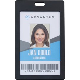 ADVANTUS Advantus Vertical Rigid ID Badge Holder Support 2" x 3.25" Media - Vertical - Plastic - Black