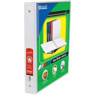 BAZIC BAZIC 1 Inch White 3-Ring View Binder w/ 2-Pockets