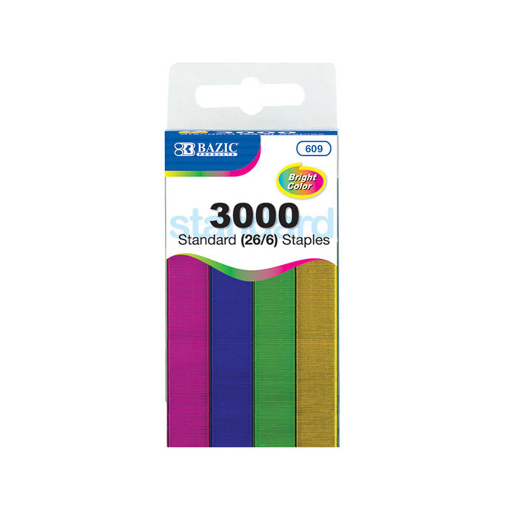 BAZIC 3000 Count Standard Metallic Colored Staples [609]