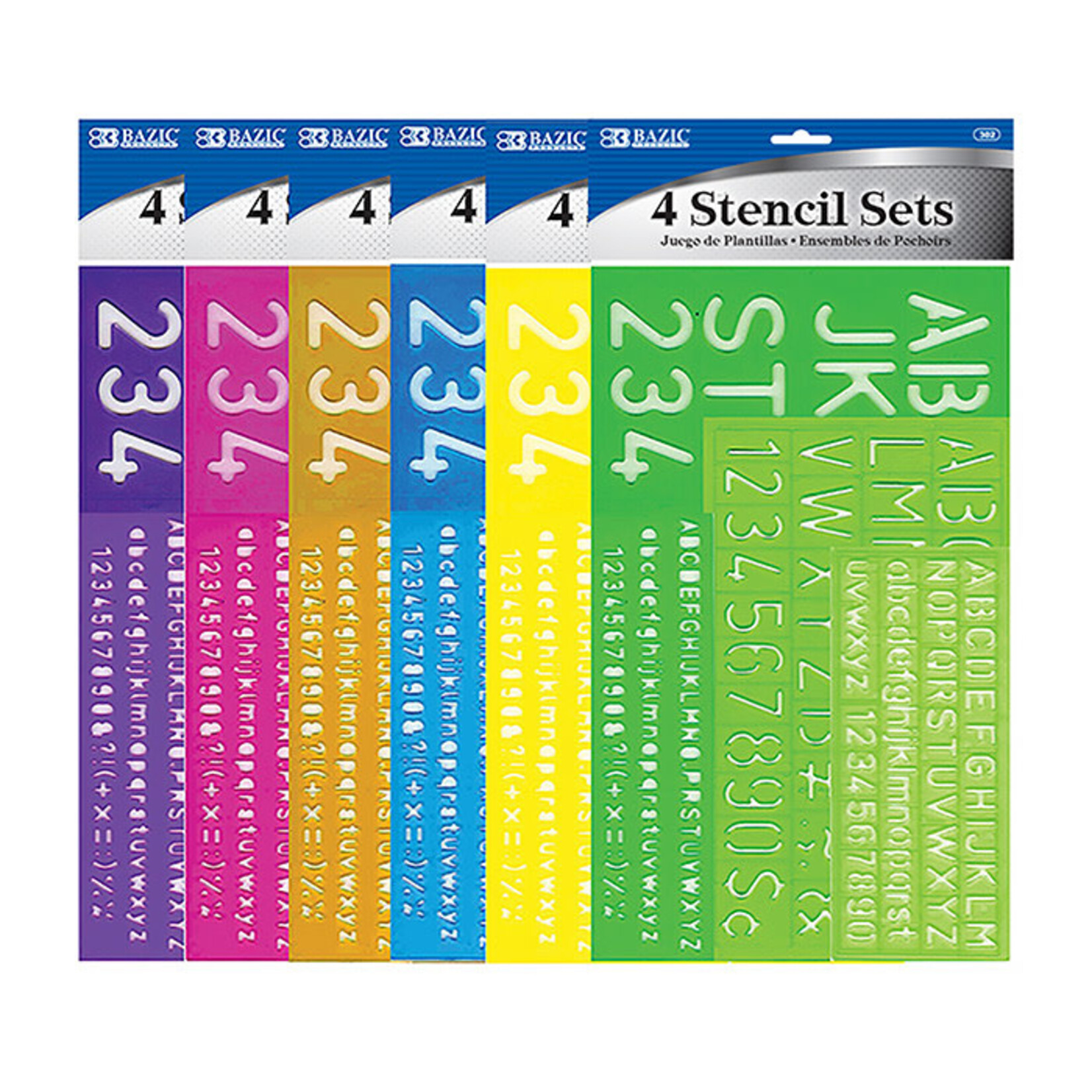 BAZIC BAZIC 8, 10, 20, 30 mm Size Lettering Stencil Sets (4/Pack) [302]