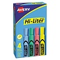 AVERY Avery HI-LITER Desk-Style Highlighters, Chisel Tip, Assorted Colors, 4/Set