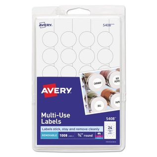 AVERY Avery Removable Multi-Use Labels, Inkjet/Laser Printers, 0.75" dia., White, 24/Sheet, 42 Sheets/Pack