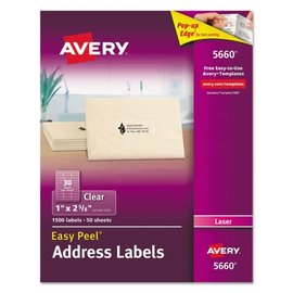 AVERY Avery labels 1x2 5/8 1500 clear laser