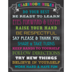Teacher Created Resources Chalkboard Brights Classroom Rules Chart 17x22 [TCR7565]