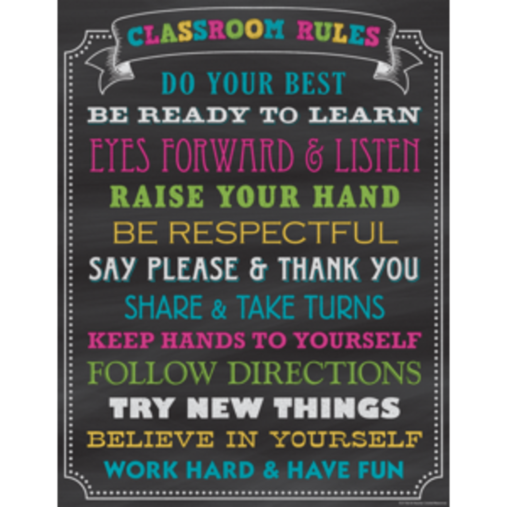 Teacher Created Resources Chalkboard Brights Classroom Rules Chart 17x22 [TCR7565]