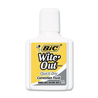 BIC Wite-Out Quick Dry Correction Fluid, 20 ml Bottle, White
