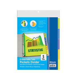 BAZIC BAZIC 3-Ring Binder Pockets Dividers w/ 5-Insertable Color Tabs