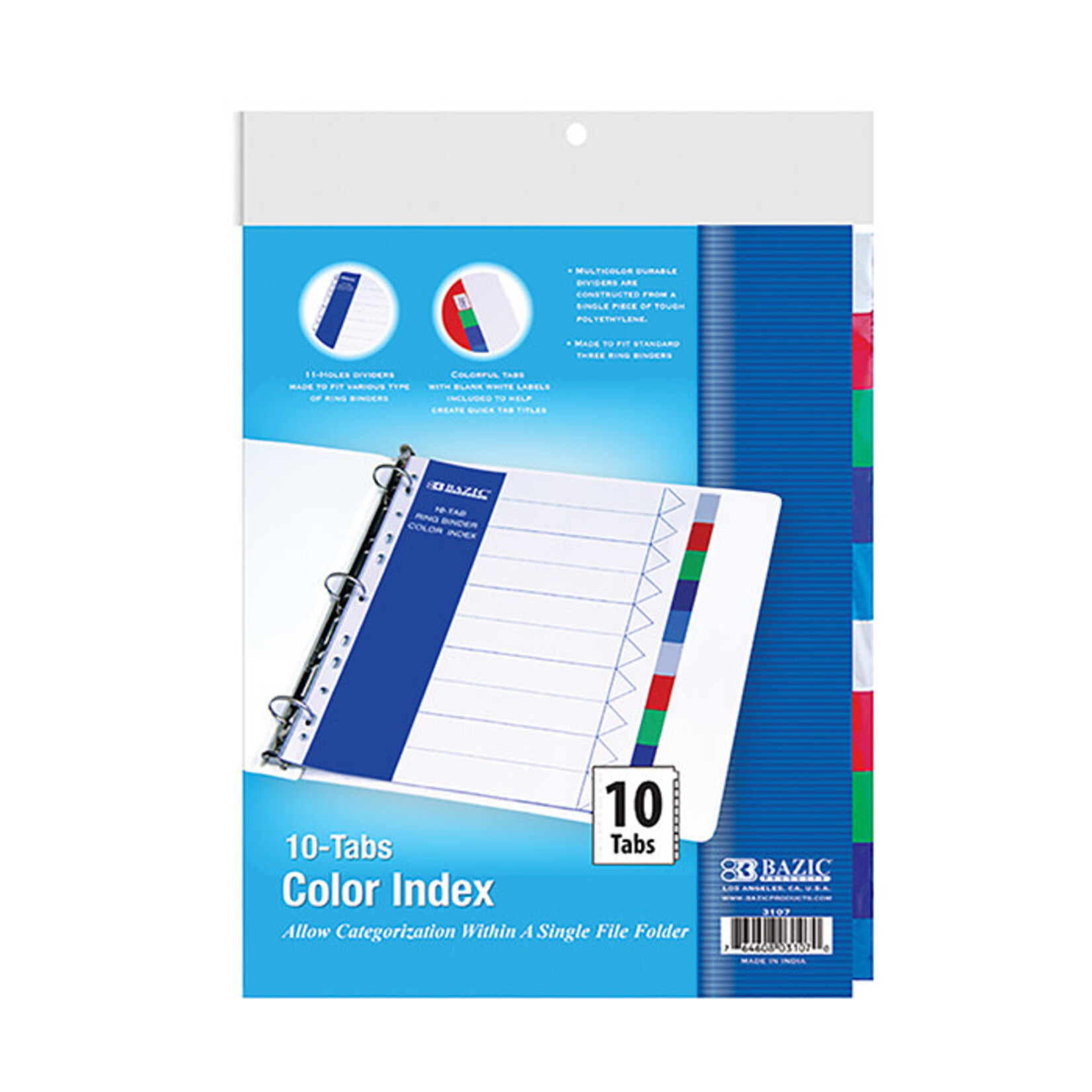 BAZIC BAZIC 3-Ring Binder Dividers w/ 10-Color Tabs [3107]