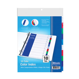 BAZIC BAZIC 3-Ring Binder Dividers w/ 10-Color Tabs