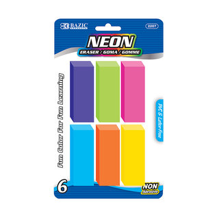 BAZIC BAZIC Neon Bevel Eraser (6/Pack)