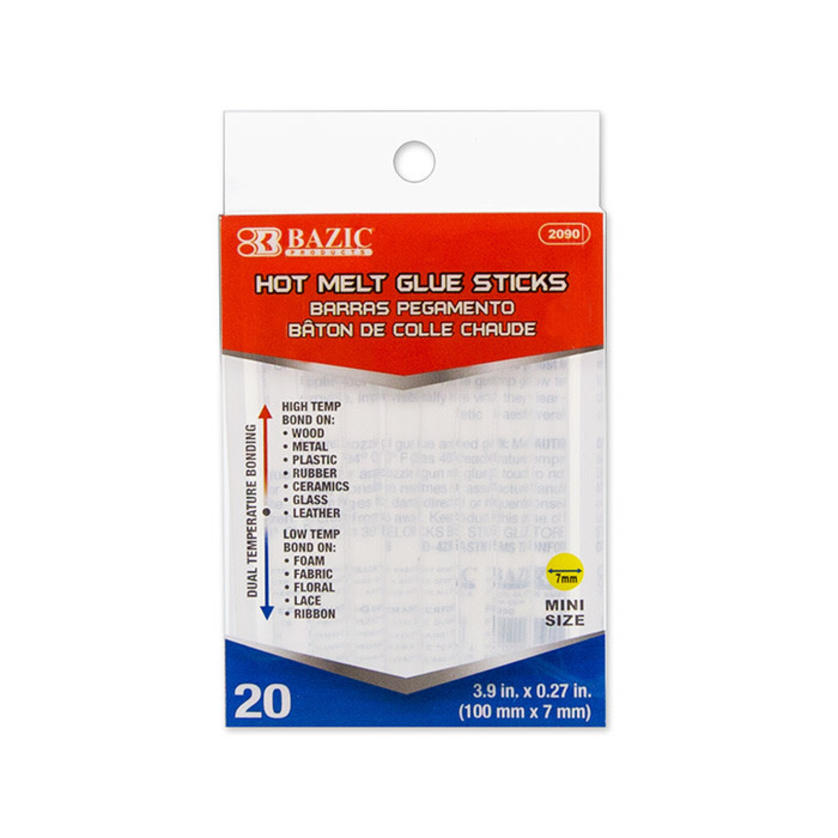 BAZIC BAZIC Dual Temp. Mini Hot Melt Glue Sticks 3.9 x 0.27 (20/Box) [2090]