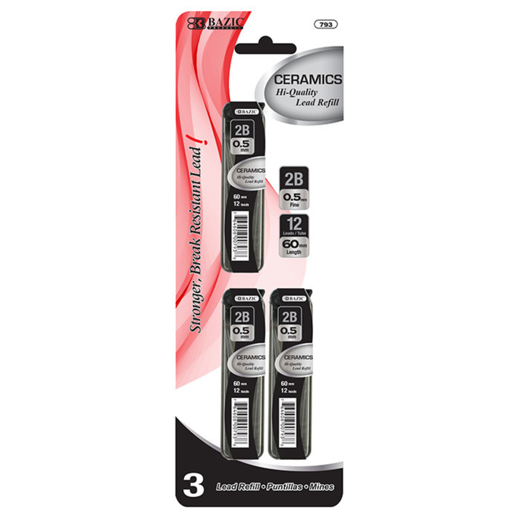 BAZIC BAZIC 12 Ct. 0.5 mm Ceramics High-Quality Mechanical Pencil Lead (3/Pack) [793]