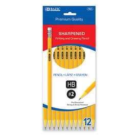 BAZIC BAZIC Pre-Sharpened #2 Premium Yellow Pencil (12/Pack), 1-Pack