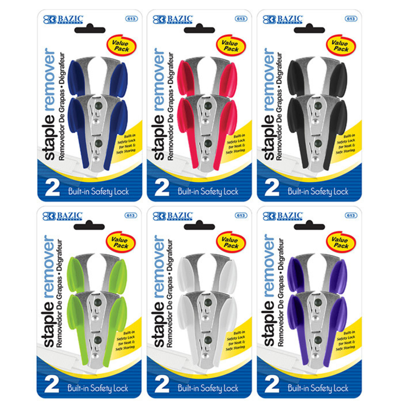 BAZIC BAZIC Claw Style Staples Remover w/ Safety Lock (2/Pack) [613]