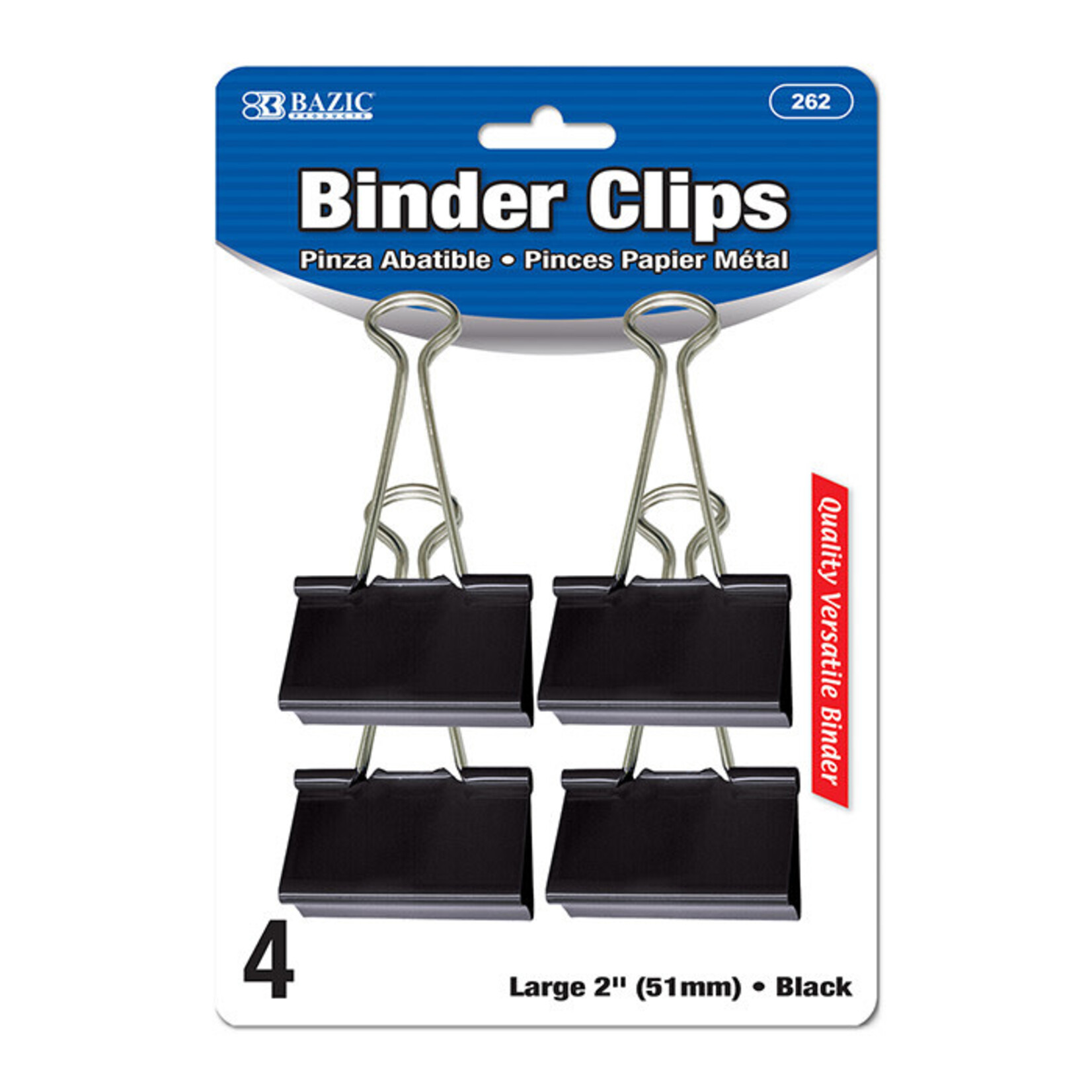 BAZIC BAZIC Large 2 (51mm) Black Binder Clip (4/Pack) [262]