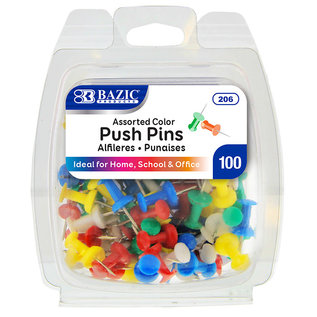 BAZIC BAZIC Assorted Color Push Pins (100/Pack)