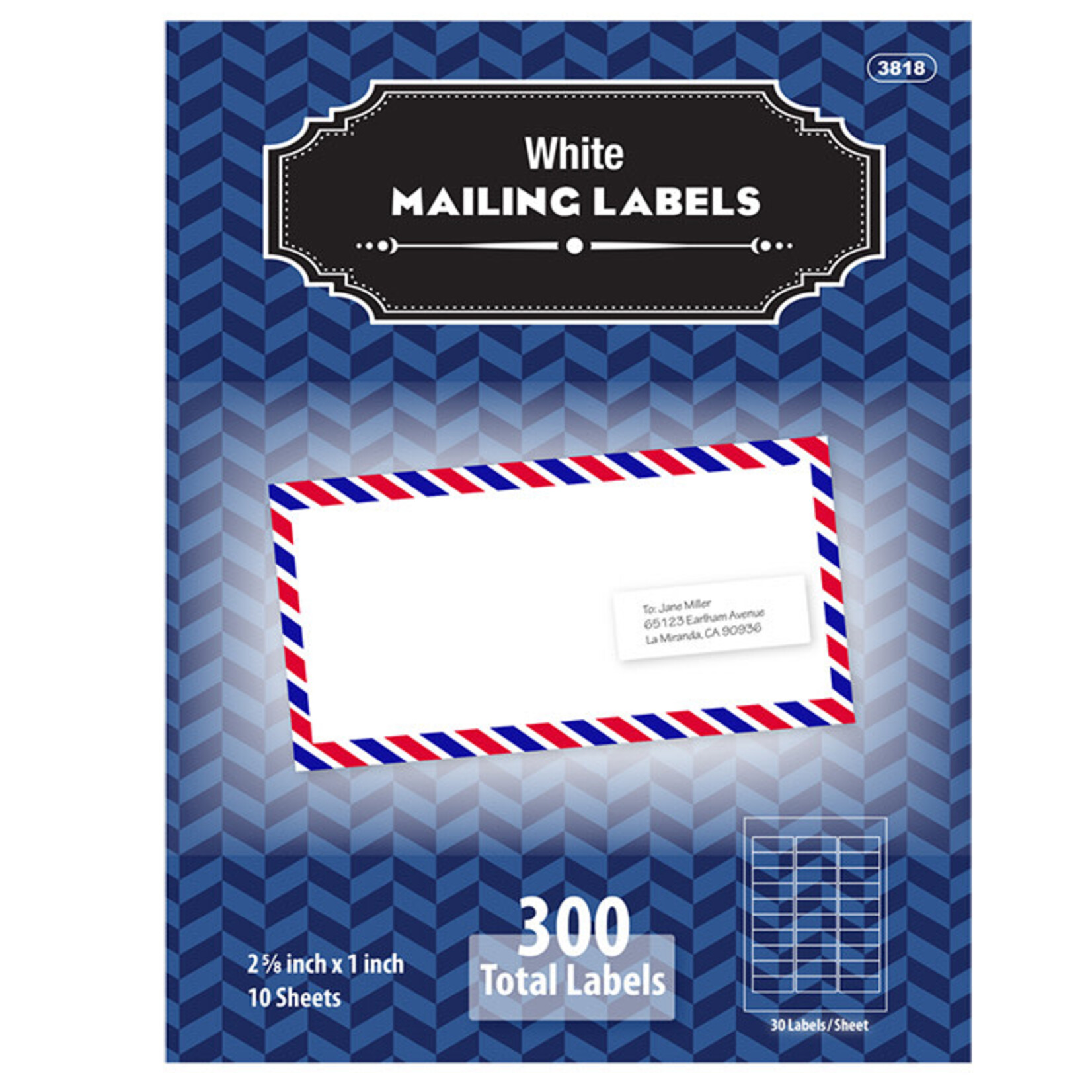 BAZIC 1 X 2 5/8 White Address Labels (300/Pack) [3818]