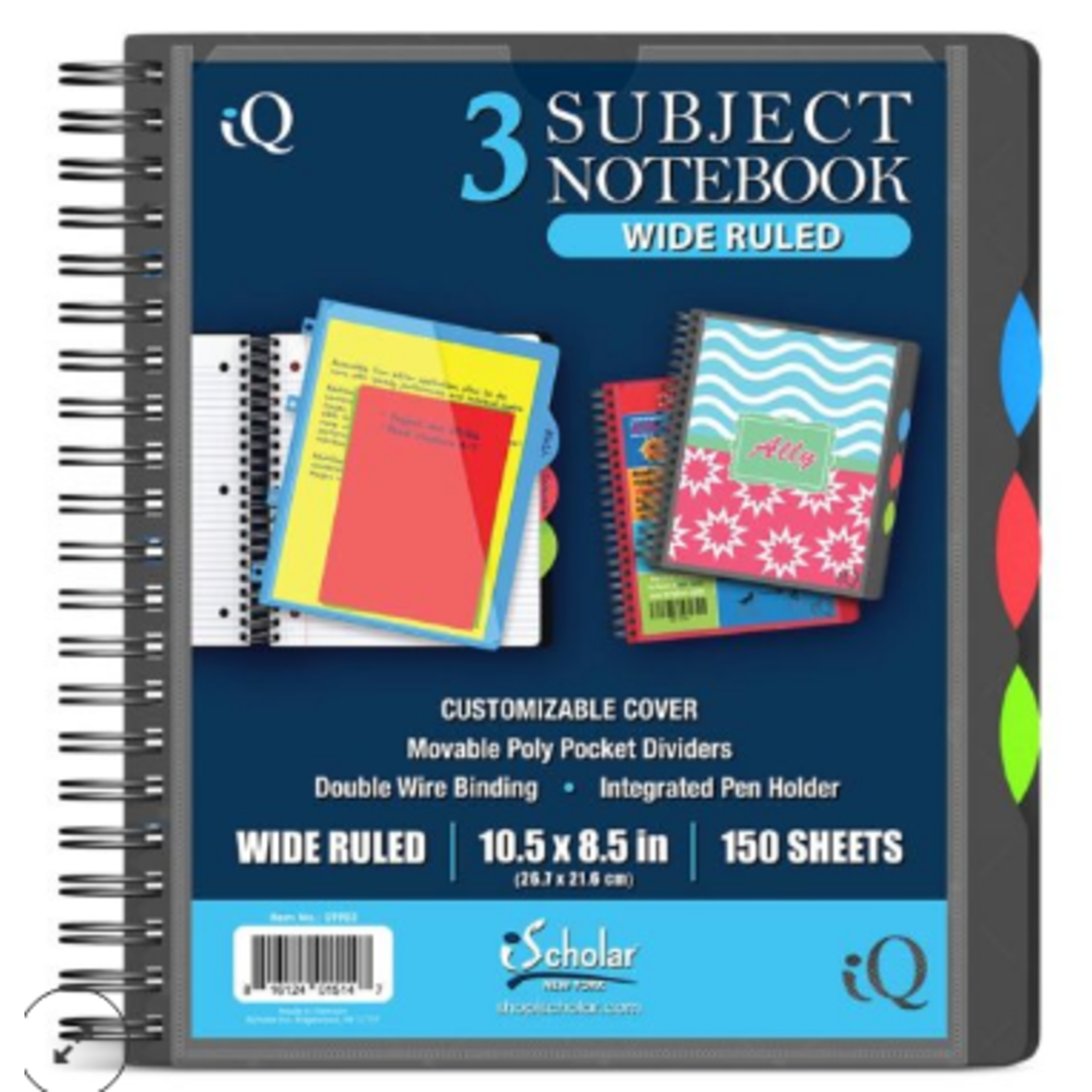 iSCHOLAR iSCHOLAR iQ 3SUB DOUBLE WIRE Spiral POLY NOTEBOOK WR 150SH [59903]