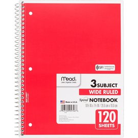 MEAD MEAD SPIRAL 3 SUB NOTEBOOK 120CT WR