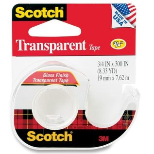 3M Scotch Transparent Tape, 3/4" x 300", 1"